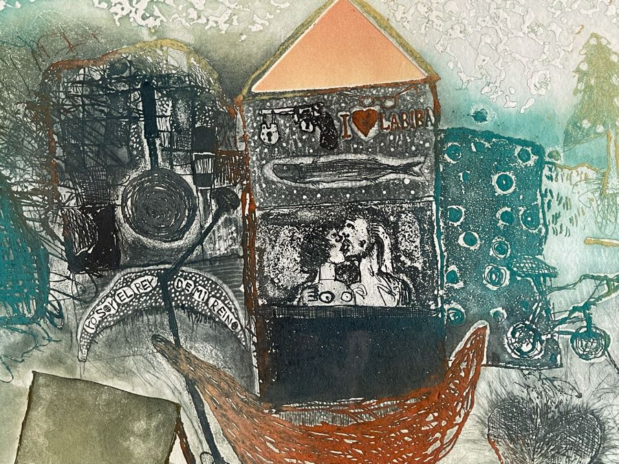 Kabir Shahid Limited Edition Serigraph Titled 'Mi Reino' 105 Of 175 22x22 Hand Signed  [Photo 3]