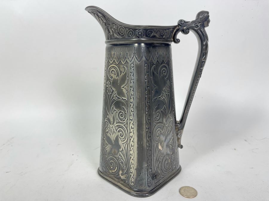 Vintage James W. Tufts Boston Silverplate Pitcher 10H [Photo 7]