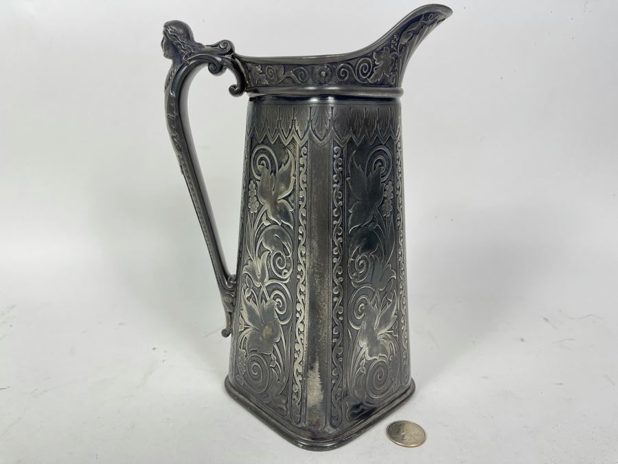 Vintage James W. Tufts Boston Silverplate Pitcher 10H [Photo 2]