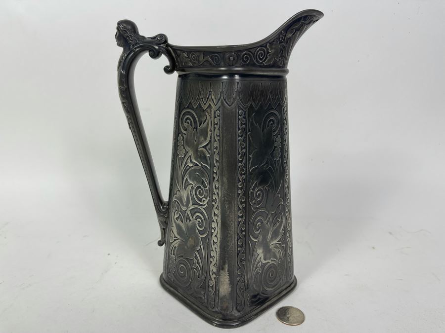 Vintage James W. Tufts Boston Silverplate Pitcher 10H [Photo 4]