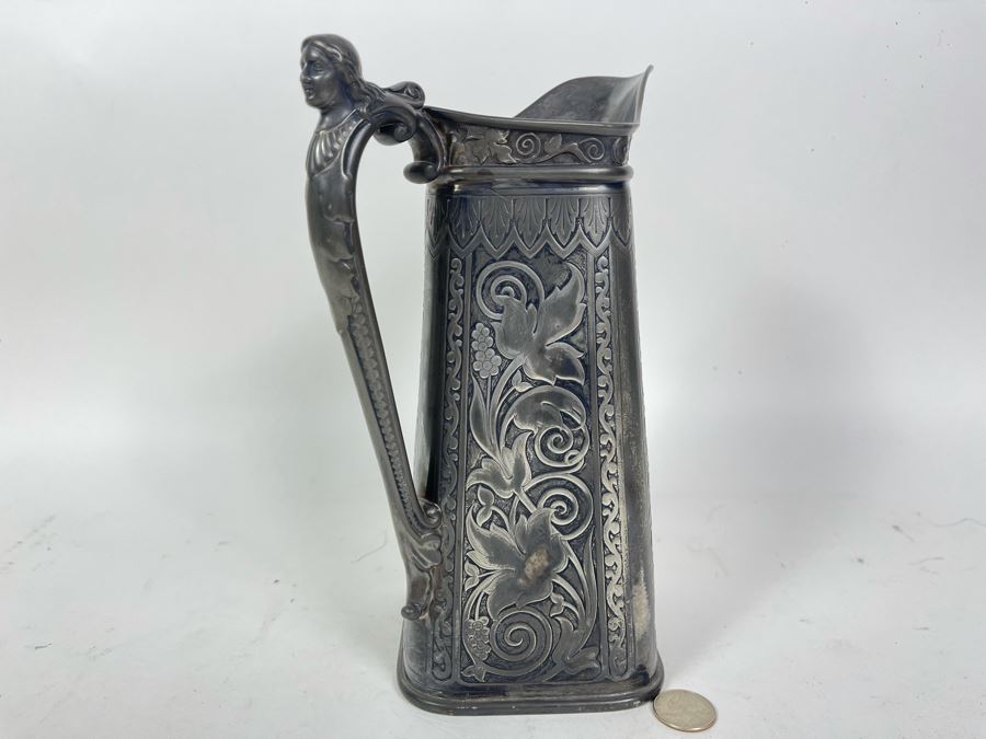 Vintage James W. Tufts Boston Silverplate Pitcher 10H [Photo 1]