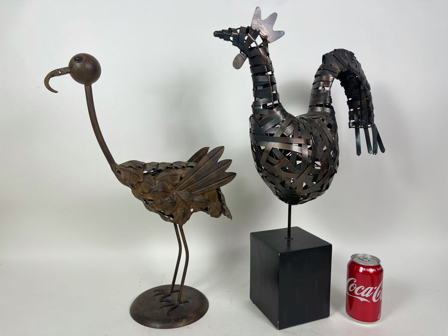 Pair Of Metal Bird Sculptures 20H And 23H [Photo 1]
