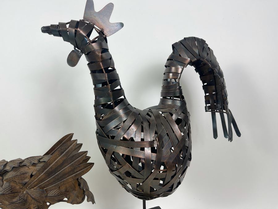 Pair Of Metal Bird Sculptures 20H And 23H [Photo 4]