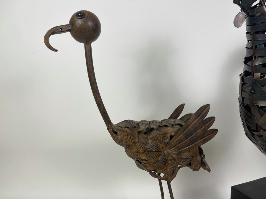 Pair Of Metal Bird Sculptures 20H And 23H [Photo 5]