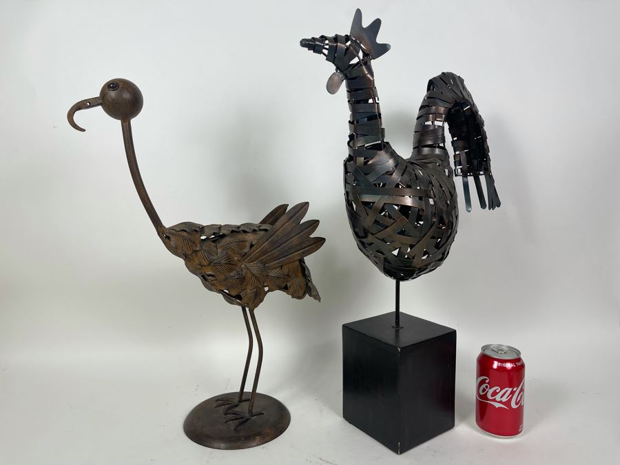 Pair Of Metal Bird Sculptures 20H And 23H [Photo 2]