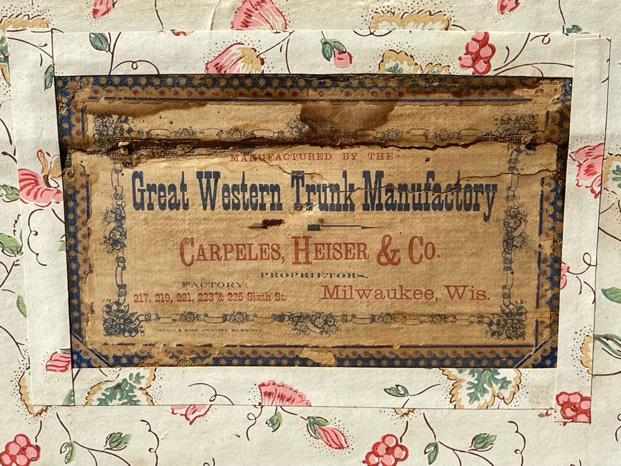 Oversized Wooden And Metal Trunk Made By Great Western Trunk Manufactory Milwaukee, WI 44W X 24D X 28H [Photo 8]
