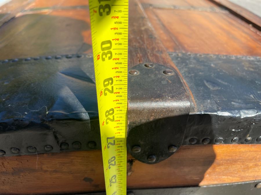 Oversized Wooden And Metal Trunk Made By Great Western Trunk Manufactory Milwaukee, WI 44W X 24D X 28H [Photo 11]