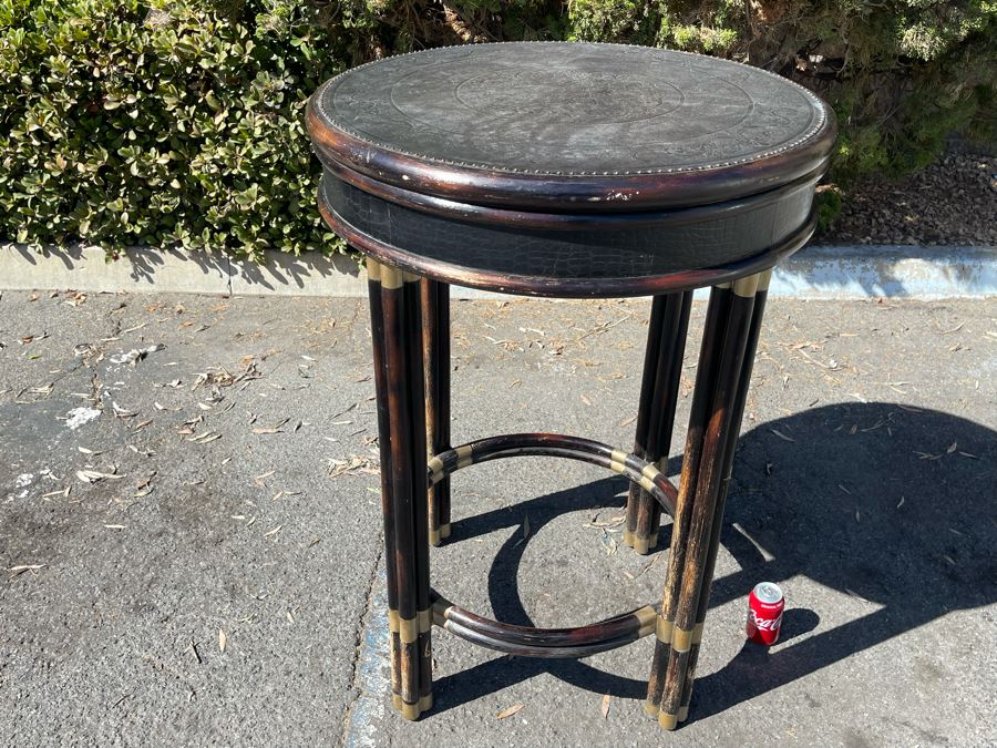 Maitland-Smith Round Bar Table With Metal Top 30.5R X 42H [Photo 2]