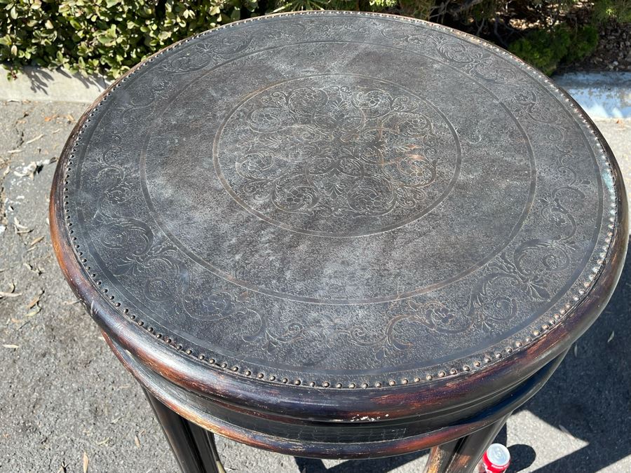 Maitland-Smith Round Bar Table With Metal Top 30.5R X 42H [Photo 4]