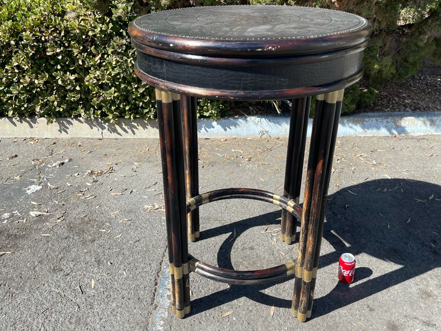 Maitland-Smith Round Bar Table With Metal Top 30.5R X 42H [Photo 6]