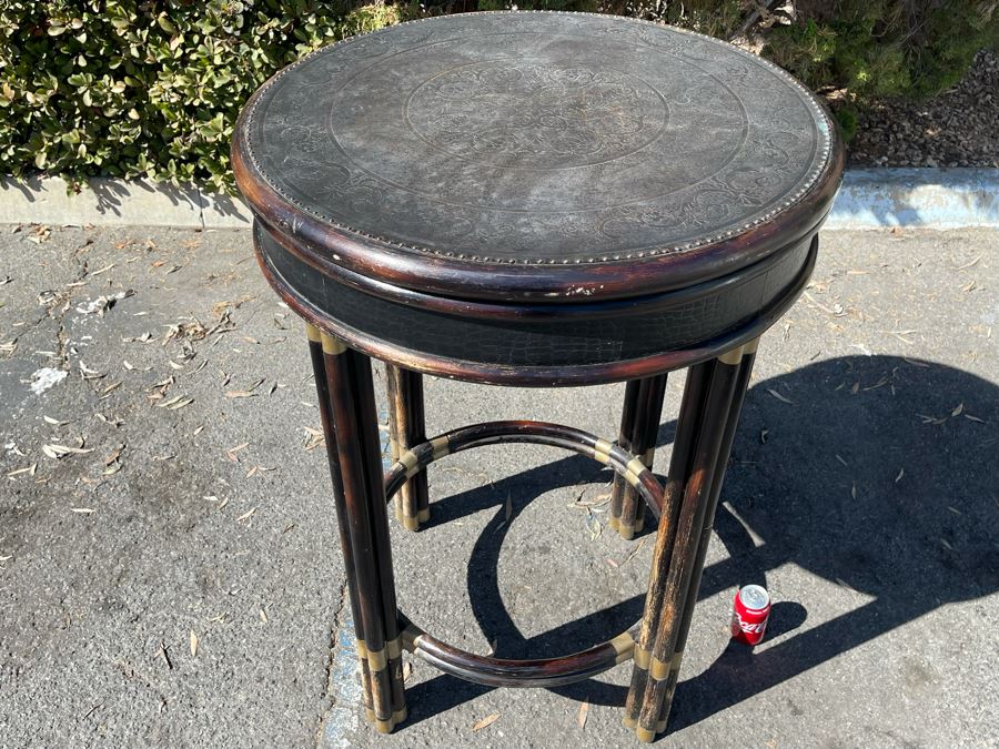 Maitland-Smith Round Bar Table With Metal Top 30.5R X 42H [Photo 3]