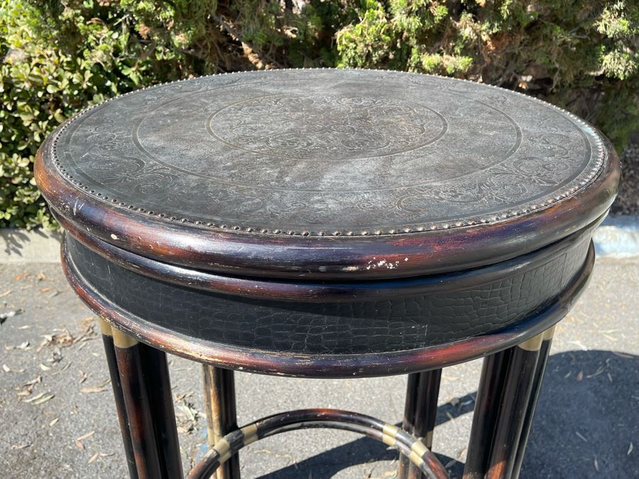 Maitland-Smith Round Bar Table With Metal Top 30.5R X 42H [Photo 5]