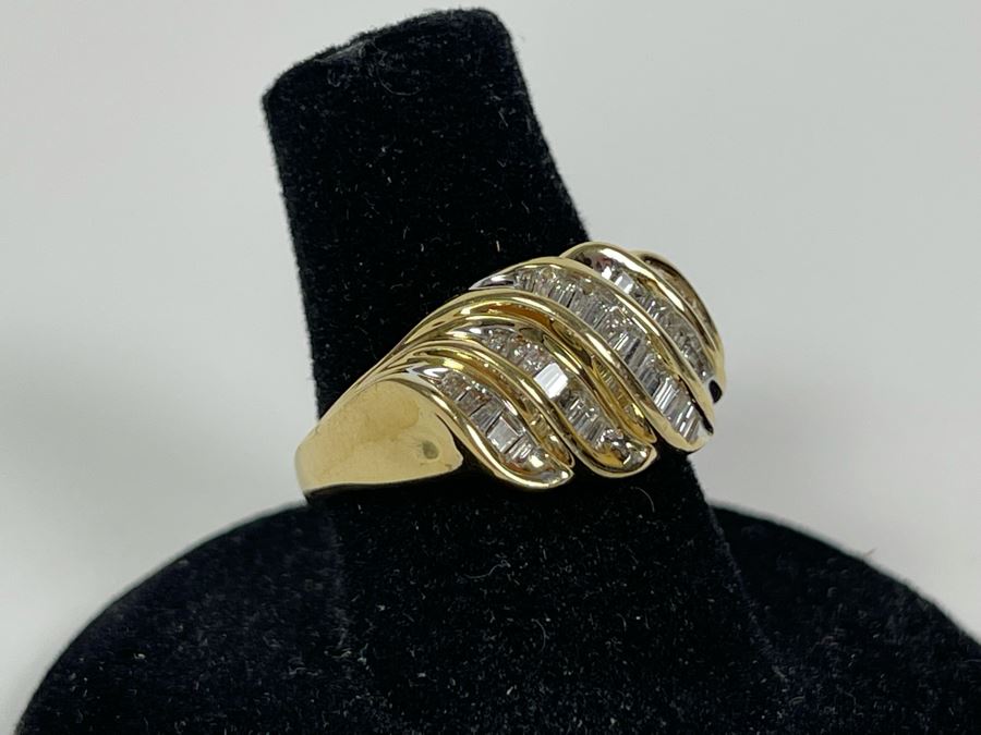 14K Gold Diamond Ring Size 7 5.1g [Photo 3]