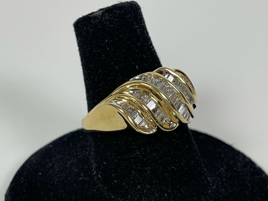 14K Gold Diamond Ring Size 7 5.1g [Photo 2]