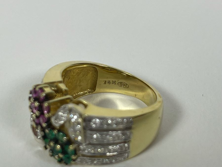 14K Gold Diamond Pink Sapphire Emerald Ring 8.9g Fair Market Value $600 / Retails $1,800 [Photo 10]