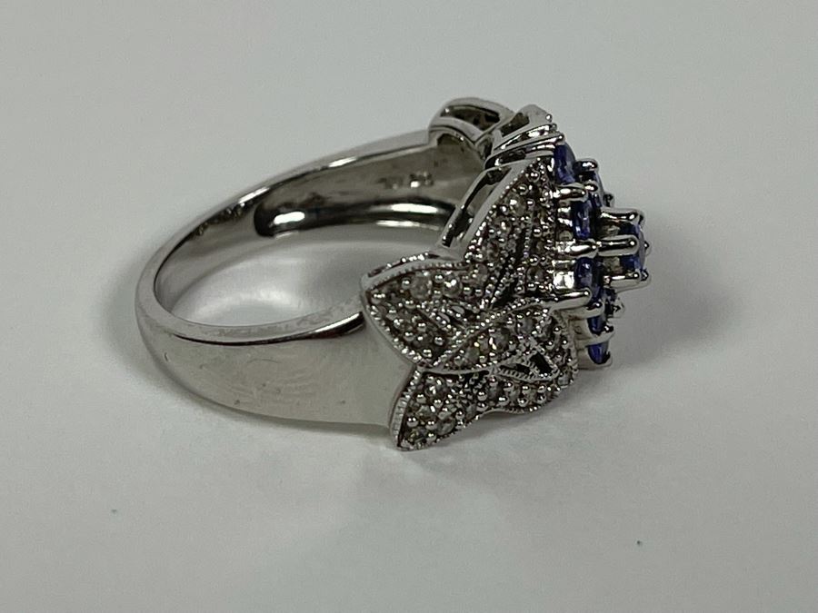 14K Gold Tanzanite Diamond Ring Butterfly Design Size 7.5 5.1g [Photo 10]