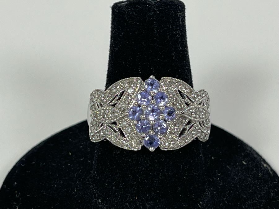 14K Gold Tanzanite Diamond Ring Butterfly Design Size 7.5 5.1g
