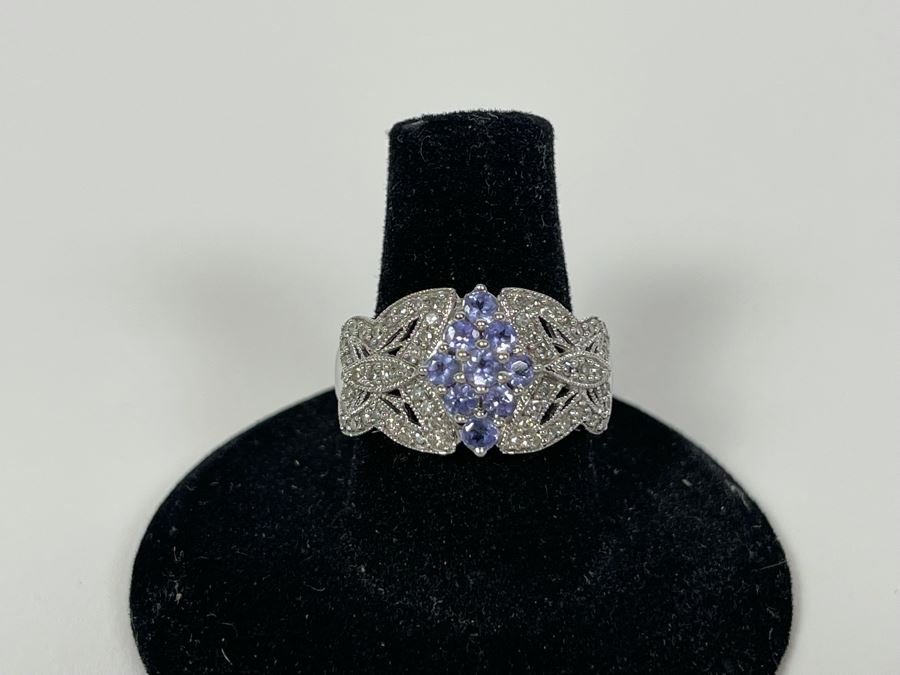 14K Gold Tanzanite Diamond Ring Butterfly Design Size 7.5 5.1g [Photo 7]