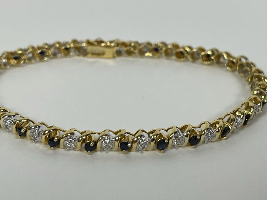 14K Gold Sapphire Diamond Bracelet 7L 9.6g Fair Market Value $600 / Retail $1,800 [Photo 8]