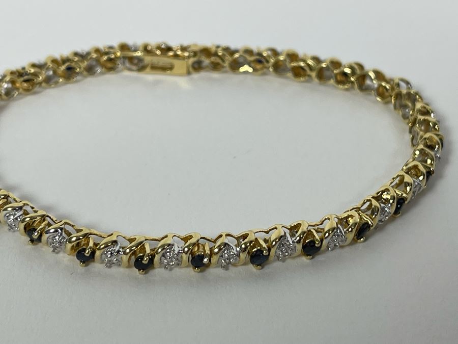 14K Gold Sapphire Diamond Bracelet 7L 9.6g Fair Market Value $600 / Retail $1,800 [Photo 6]