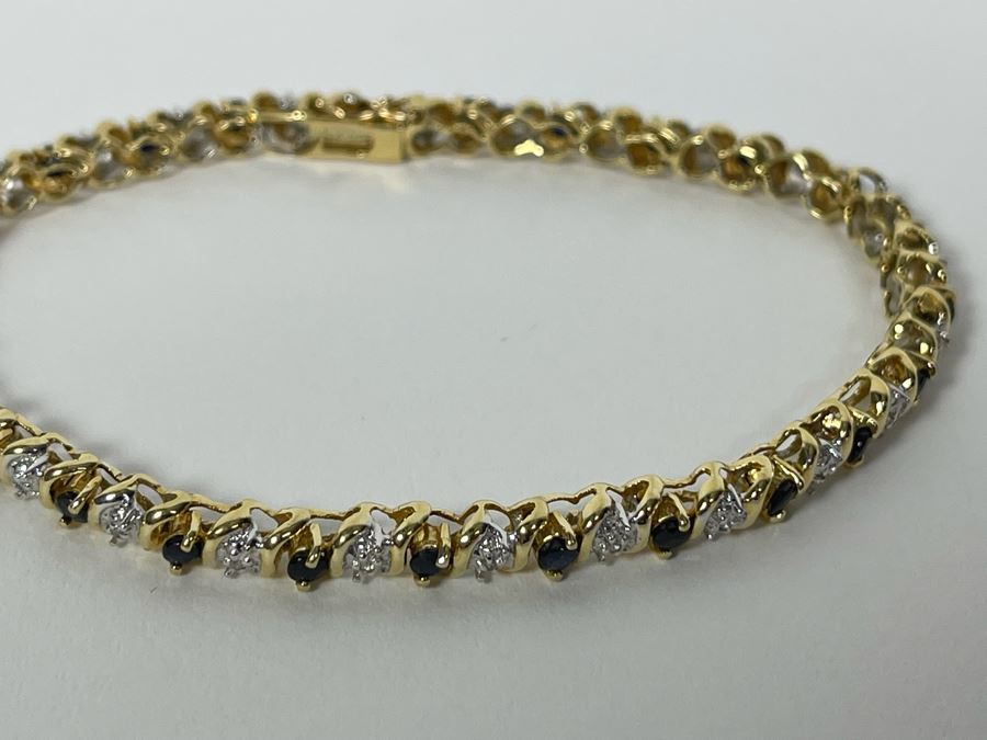 14K Gold Sapphire Diamond Bracelet 7L 9.6g Fair Market Value $600 / Retail $1,800 [Photo 7]