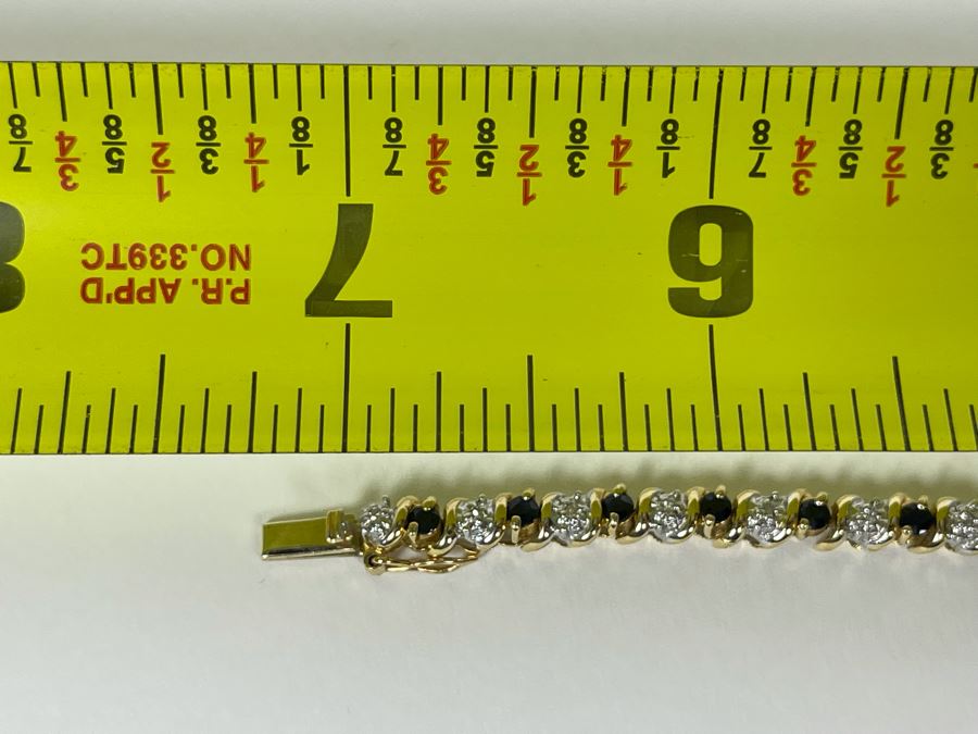 14K Gold Sapphire Diamond Bracelet 7L 9.6g Fair Market Value $600 / Retail $1,800 [Photo 13]