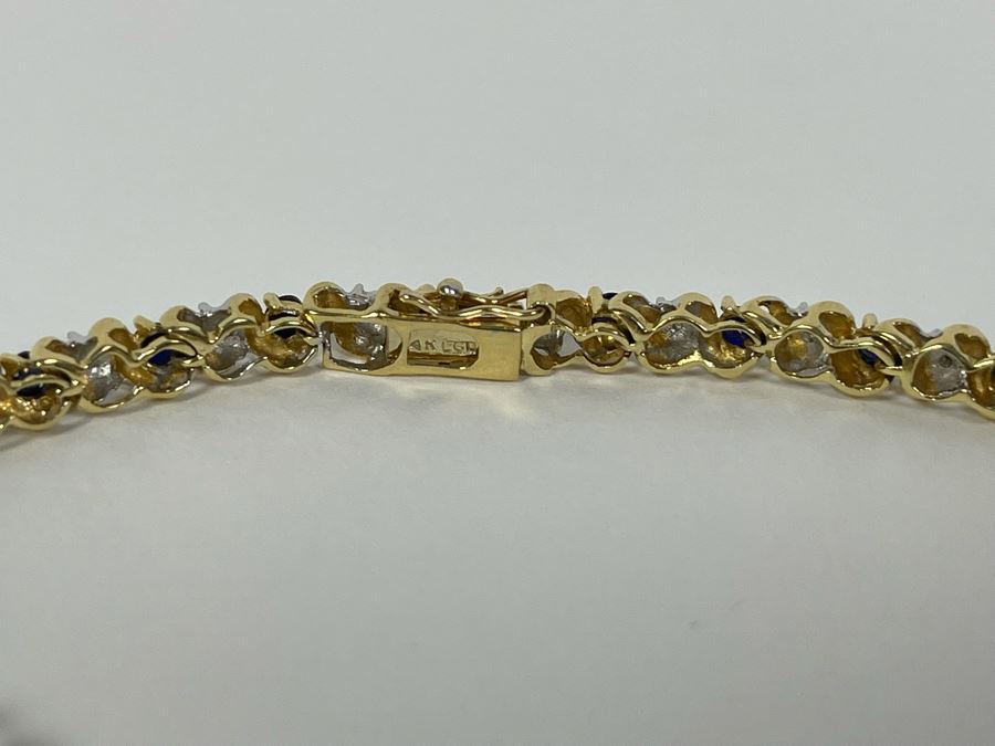 14K Gold Sapphire Diamond Bracelet 7L 9.6g Fair Market Value $600 / Retail $1,800 [Photo 9]