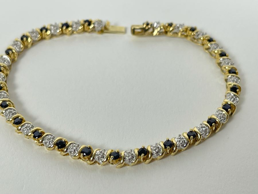 14K Gold Sapphire Diamond Bracelet 7L 9.6g Fair Market Value $600 / Retail $1,800 [Photo 12]