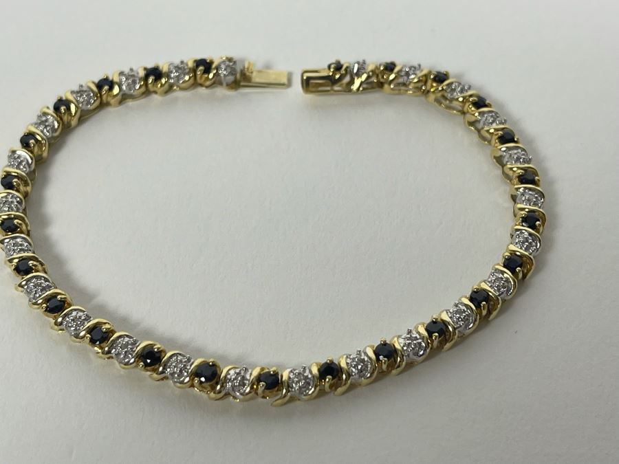 14K Gold Sapphire Diamond Bracelet 7L 9.6g Fair Market Value $600 / Retail $1,800 [Photo 10]