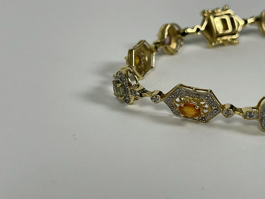 14K Gold Multi-Gem Diamond Bracelet 7L 8.4g Fair Market Value $500 / Retail $1,500 [Photo 10]