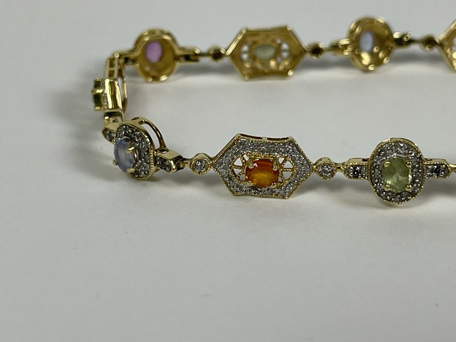 14K Gold Multi-Gem Diamond Bracelet 7L 8.4g Fair Market Value $500 / Retail $1,500 [Photo 15]