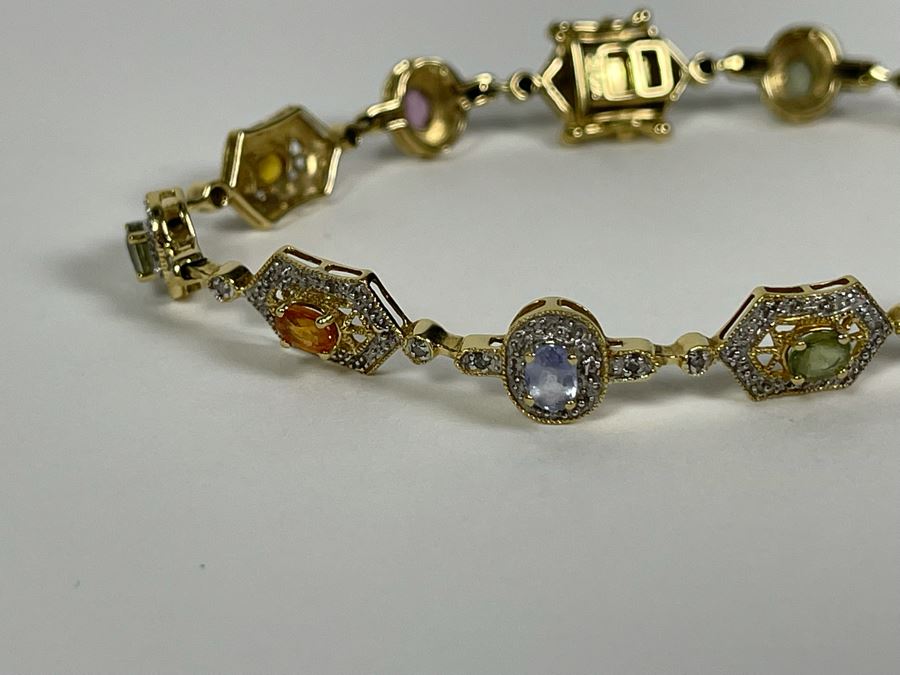 14K Gold Multi-Gem Diamond Bracelet 7L 8.4g Fair Market Value $500 / Retail $1,500 [Photo 9]