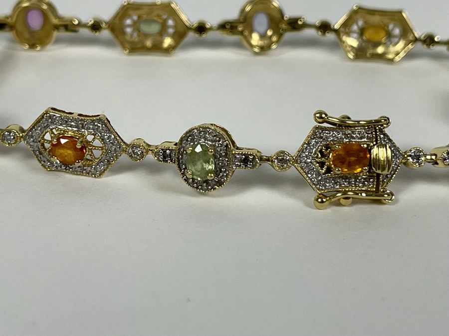 14K Gold Multi-Gem Diamond Bracelet 7L 8.4g Fair Market Value $500 / Retail $1,500 [Photo 14]