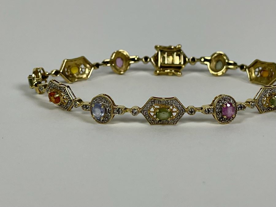 14K Gold Multi-Gem Diamond Bracelet 7L 8.4g Fair Market Value $500 / Retail $1,500 [Photo 7]
