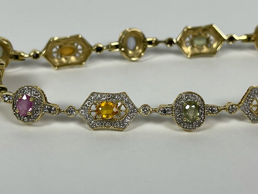 14K Gold Multi-Gem Diamond Bracelet 7L 8.4g Fair Market Value $500 / Retail $1,500 [Photo 12]