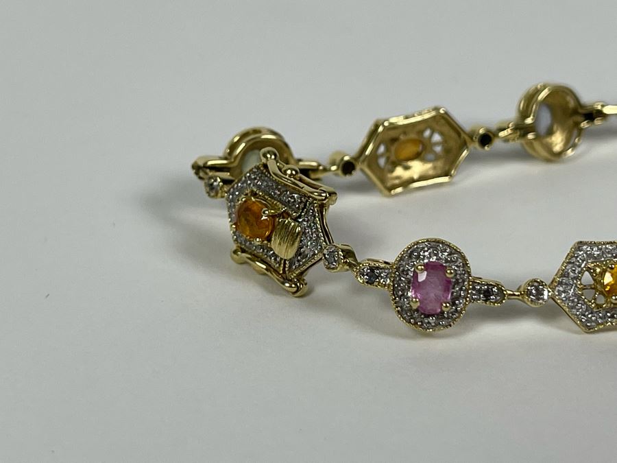 14K Gold Multi-Gem Diamond Bracelet 7L 8.4g Fair Market Value $500 / Retail $1,500 [Photo 13]