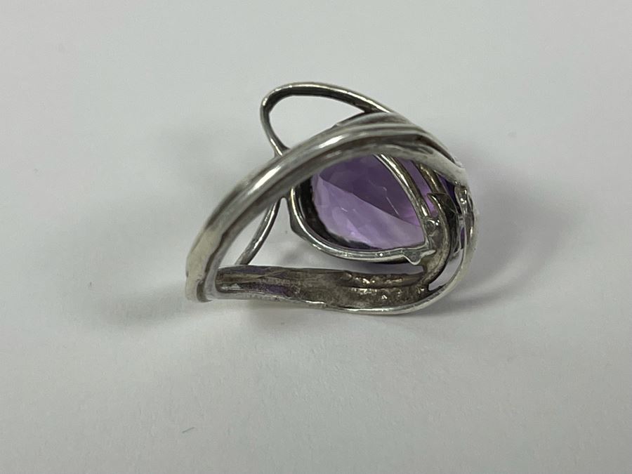 Modernist Sterling Silver Amethyst Ring Size 7 4.7g [Photo 7]