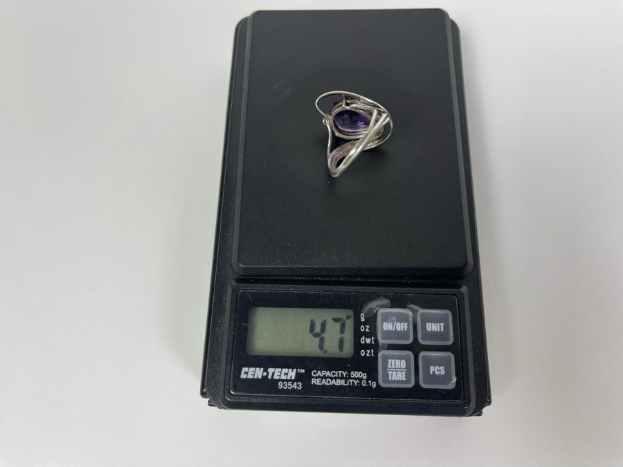Modernist Sterling Silver Amethyst Ring Size 7 4.7g [Photo 8]