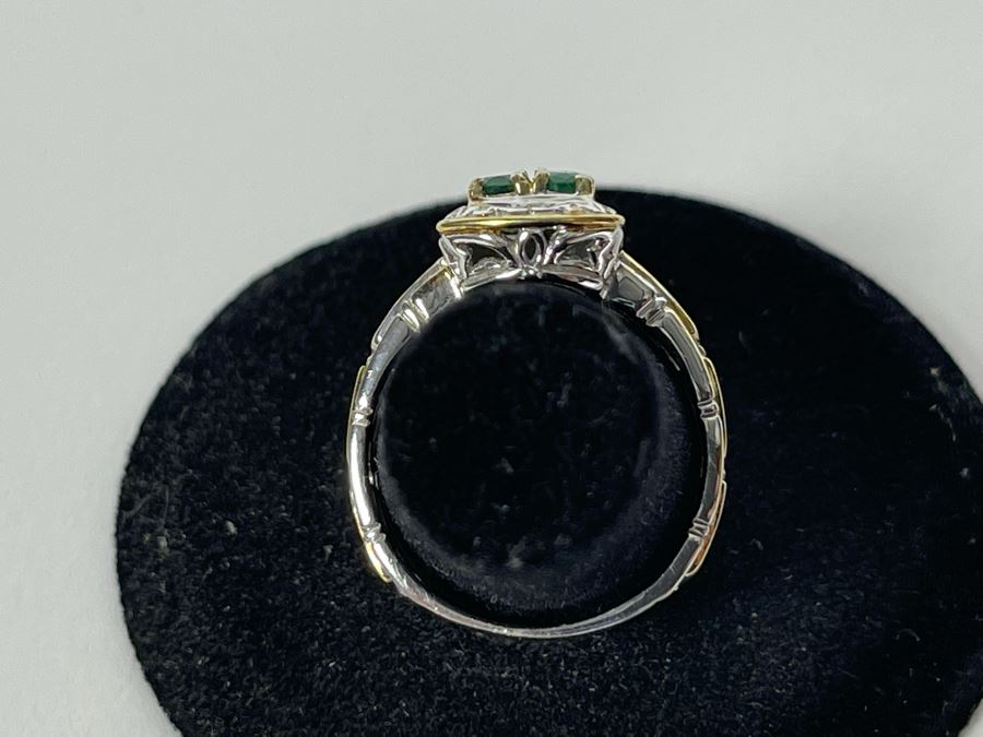Sterling Silver Emerald Ring Size 7.5 4g [Photo 8]