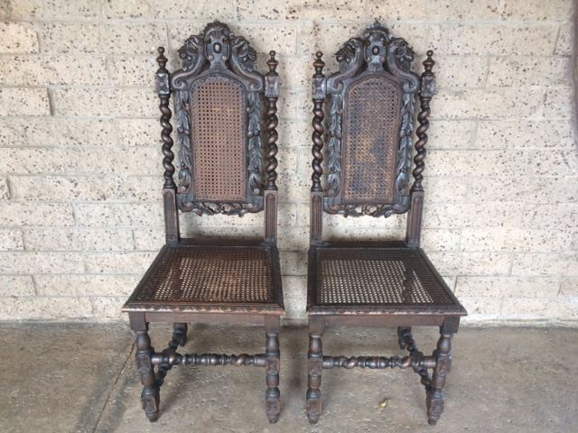 Pair of English Carved Cane Back Chairs [Photo 1]
