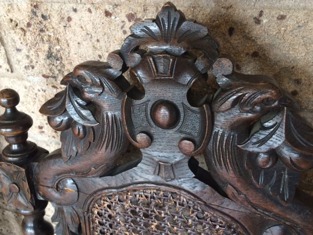 Pair of English Carved Cane Back Chairs [Photo 3]