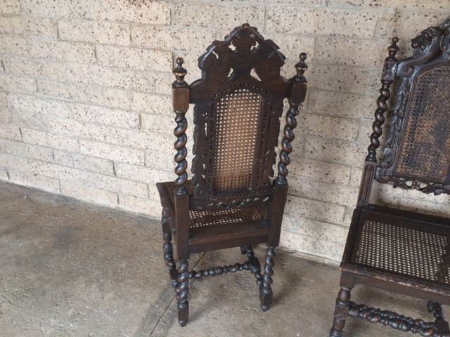 Pair of English Carved Cane Back Chairs [Photo 11]