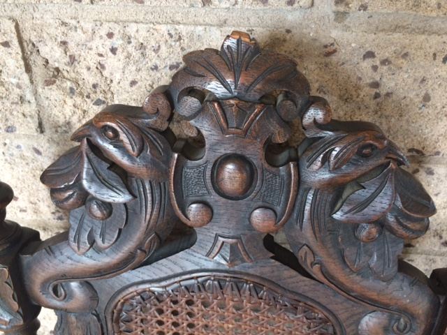 Pair of English Carved Cane Back Chairs [Photo 4]