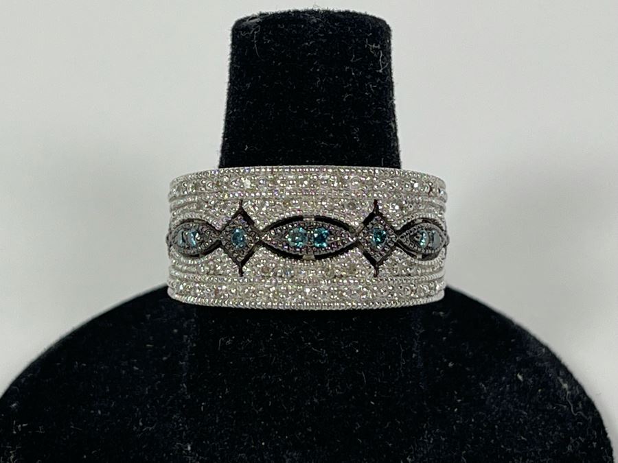 Sterling Silver Diamond Ring Size 7.25 7.8g [Photo 2]