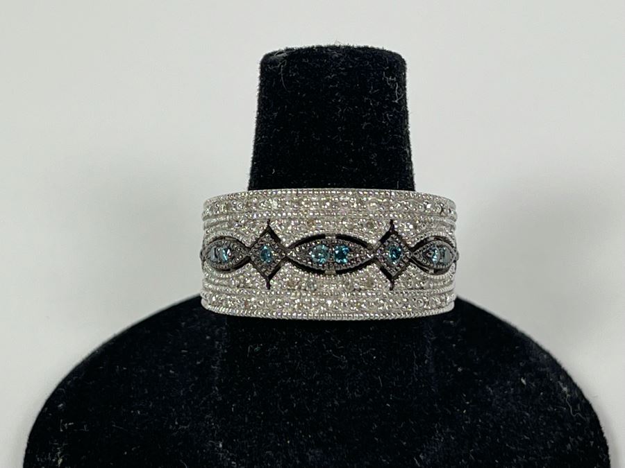 Sterling Silver Diamond Ring Size 7.25 7.8g [Photo 3]