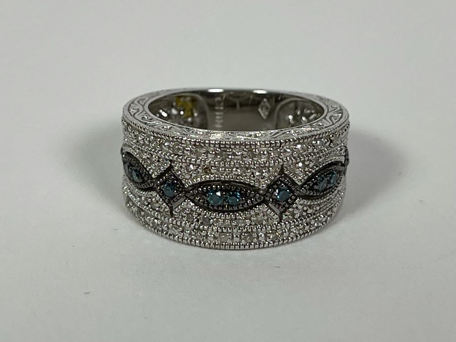 Sterling Silver Diamond Ring Size 7.25 7.8g [Photo 8]