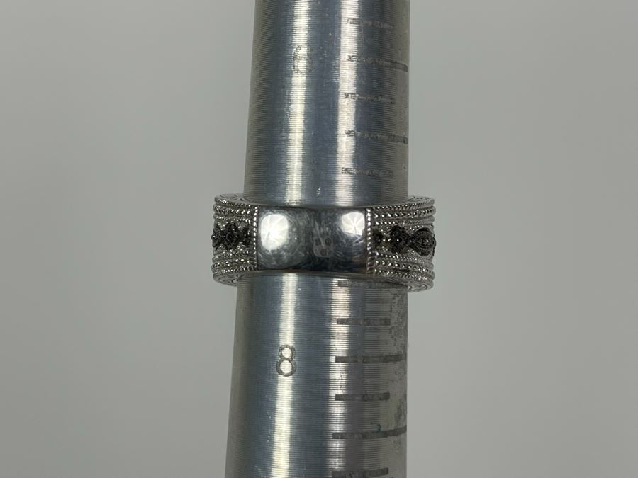 Sterling Silver Diamond Ring Size 7.25 7.8g [Photo 11]