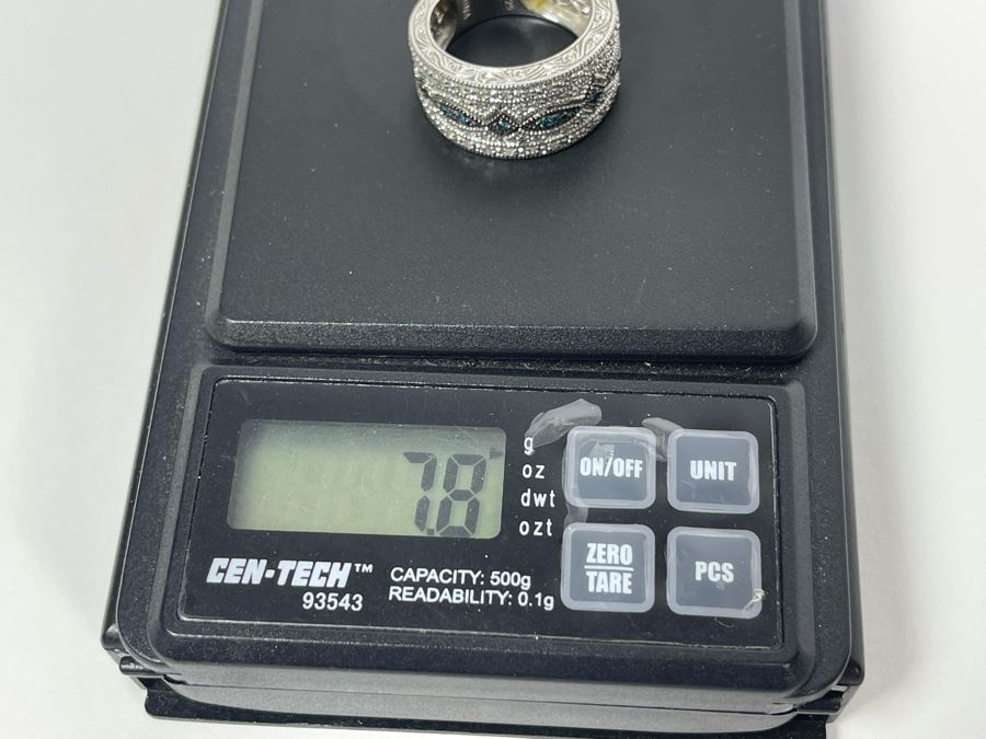 Sterling Silver Diamond Ring Size 7.25 7.8g [Photo 10]