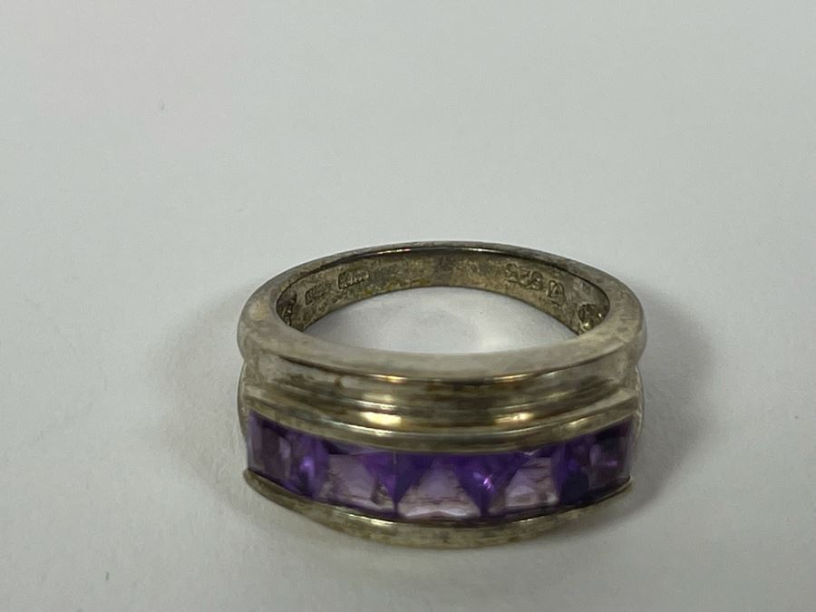 Sterling Silver Amethyst Ring Size 6.25 6.3g [Photo 7]