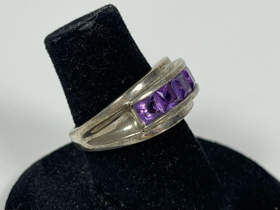 Sterling Silver Amethyst Ring Size 6.25 6.3g [Photo 2]
